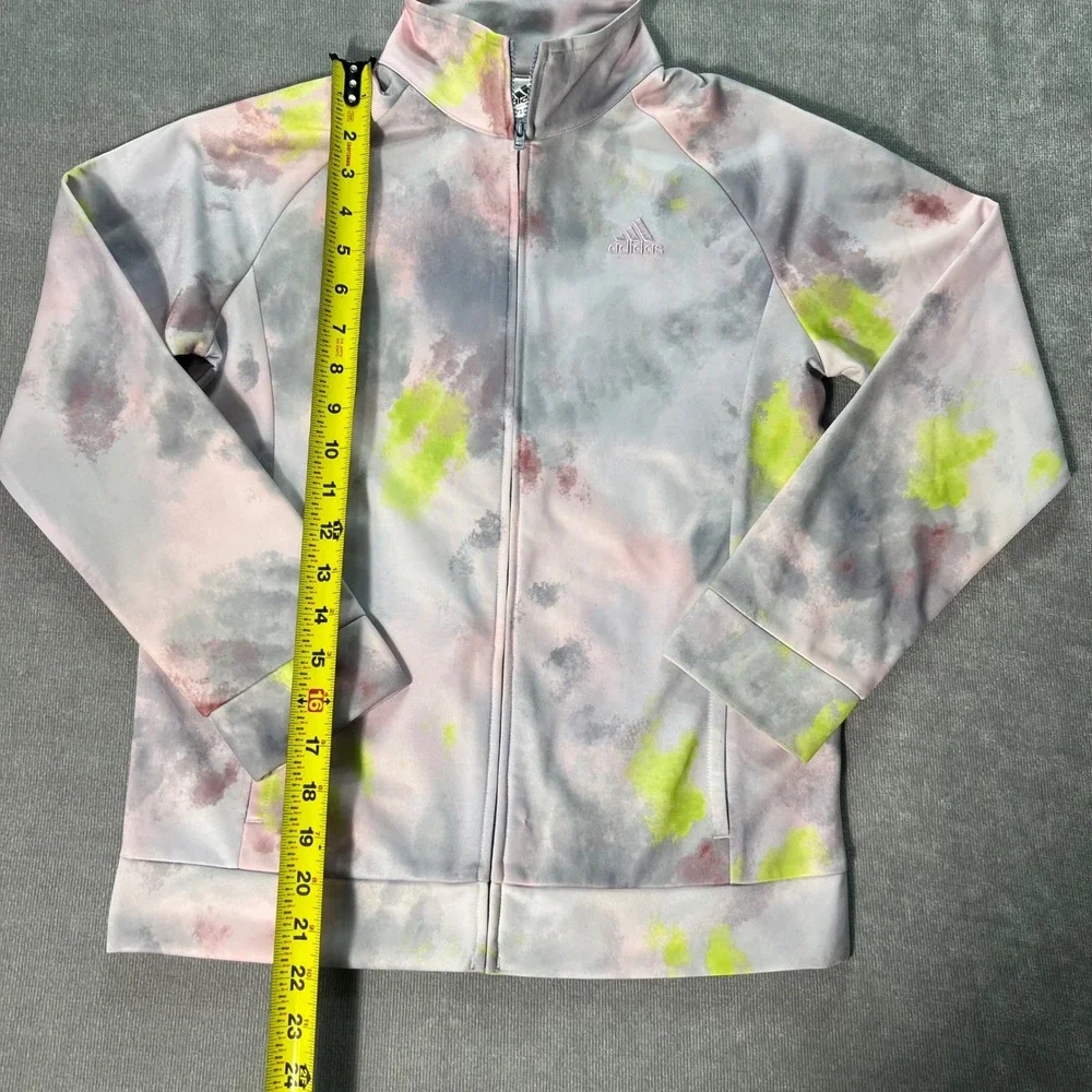 Adidas Girls Tie Dye Watercolor Track Jacket Pink Neon Yellow Grey Size‎ 14 L